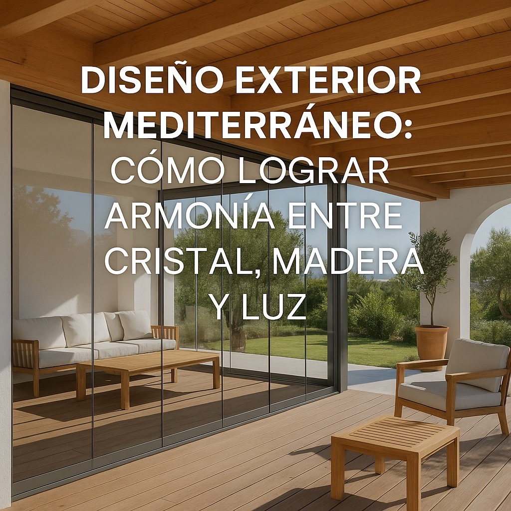 Diseño exterior mediterráneo. Armonía entre cristal, madera y luz